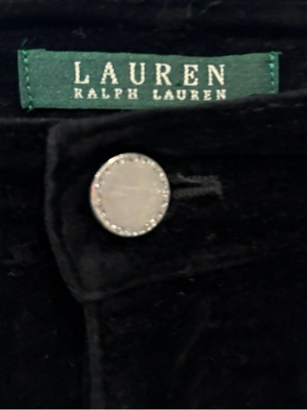 Lauren Ralph Lauren Black Velvet Pants 5 Pockets Straight Leg - Picture 4 of 6